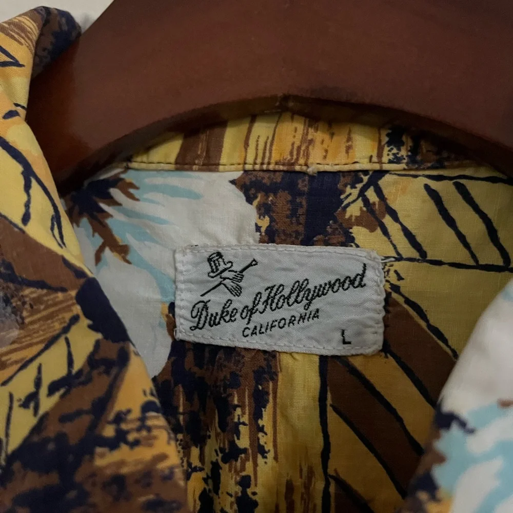True VTG 50s Duke‎ Of Hollywood Hawaiian Shirt Loop Collar